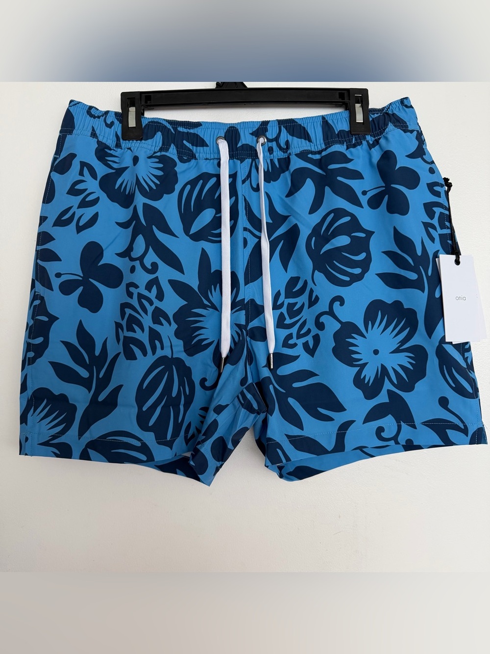 Men’s Onia Stretch Volley Swim Shorts 5” Botanical Floral Cobalt Multi Size L